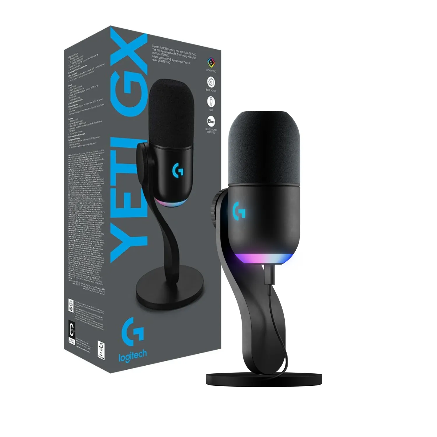 Micrófono Yeti GX Gaming RGB LightSync Negro - logitech