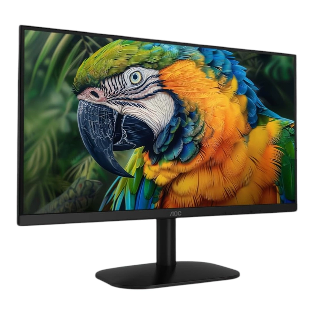 Monitor AOC 24B35H3 24″ FHD IPS 120Hz, vista frontal en ángulo destacando el diseño del monitor.