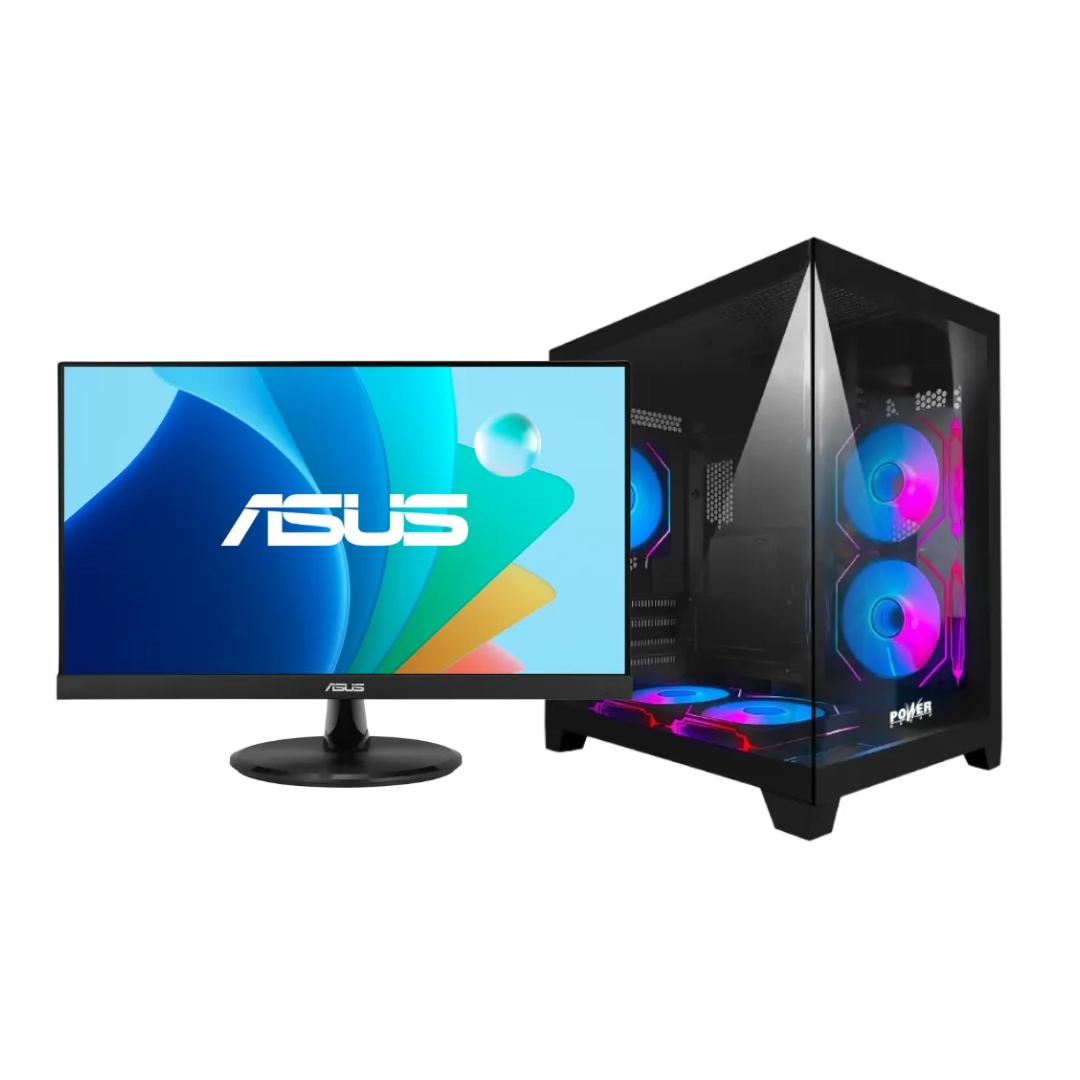 Monitor junto a una cpu gamin rgb asus