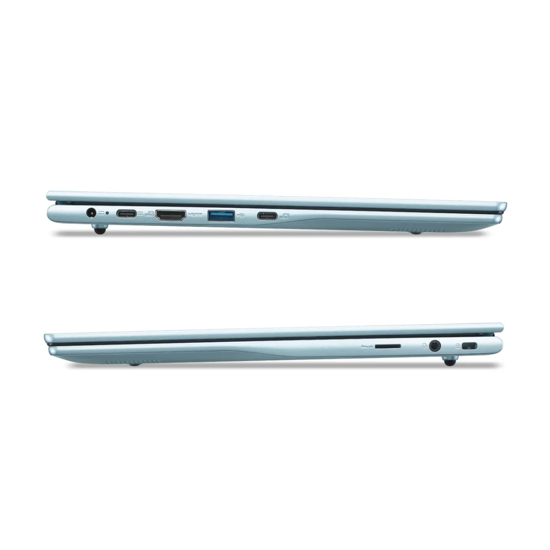 Vista de ambos costados sonse se puede ver los puertos del portatil tanto a la izquierda como a la derecha