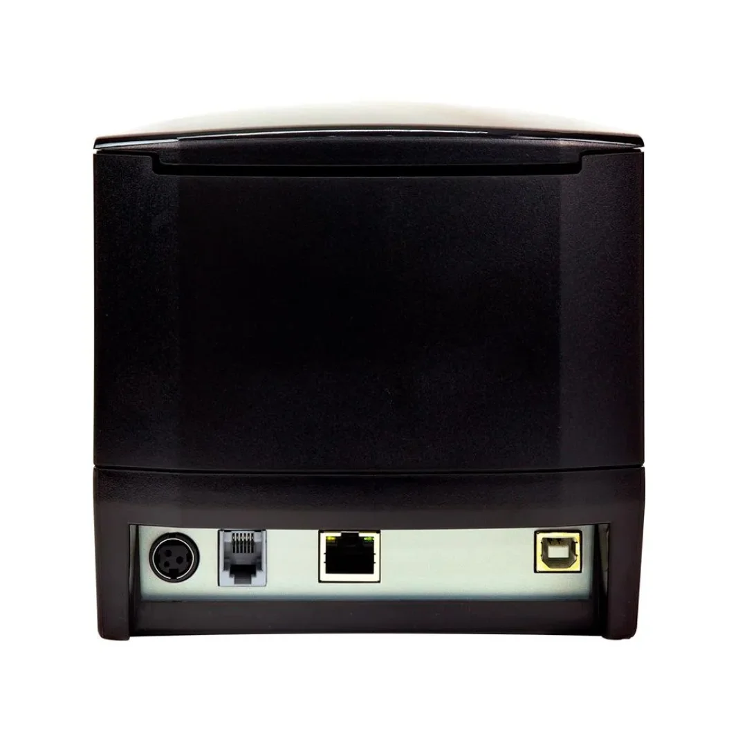 Vista de la parte trasera de la impresora, se puede ver los puertos de salida