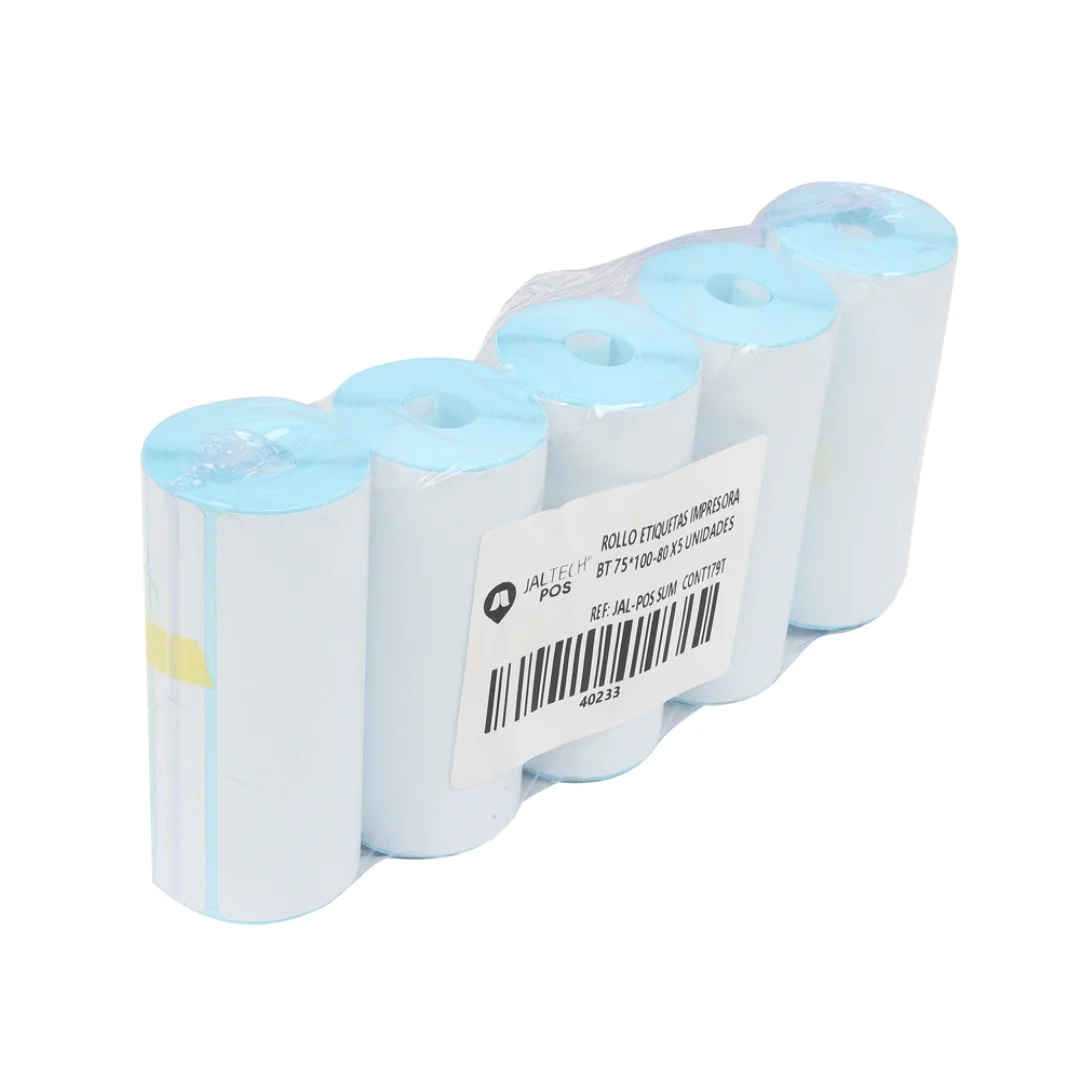 paquete de 5 etiquetas, se logra ver el set de las 5 juntas