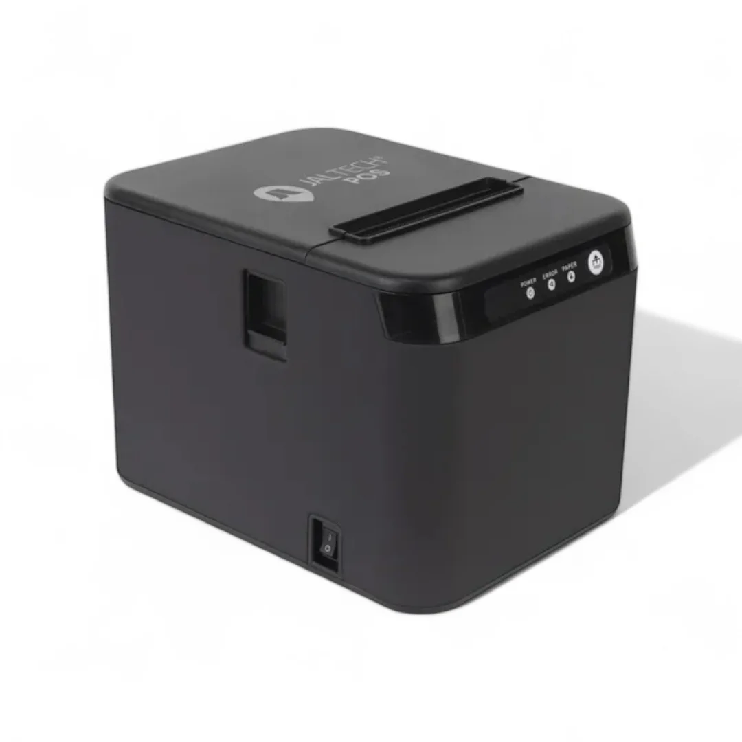 Vista en diagonal de la impresora termica, se logra ver la siluega y las opciones