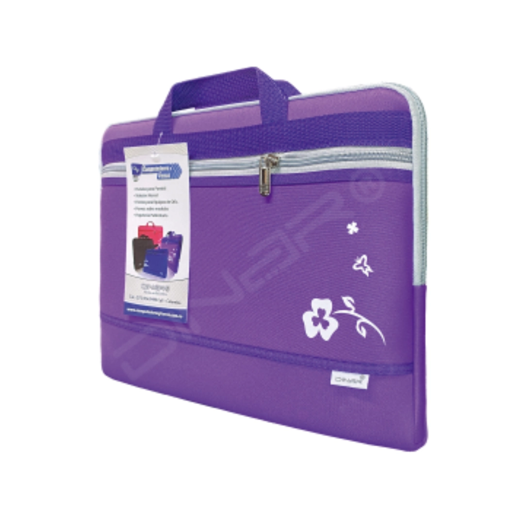 Funda para portatil de color purpura con agarre