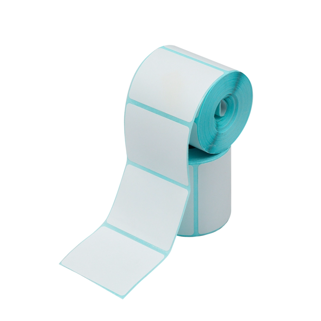 Vista del dos rollos de etiquetas, se aprecian los rollos