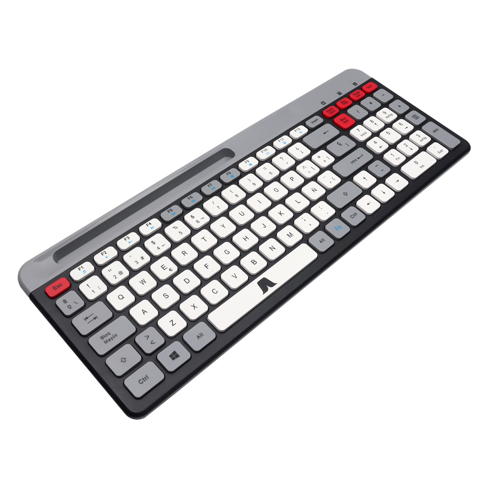 Vista del teclado en la parte superior , se logta ver la silueta y las teclas