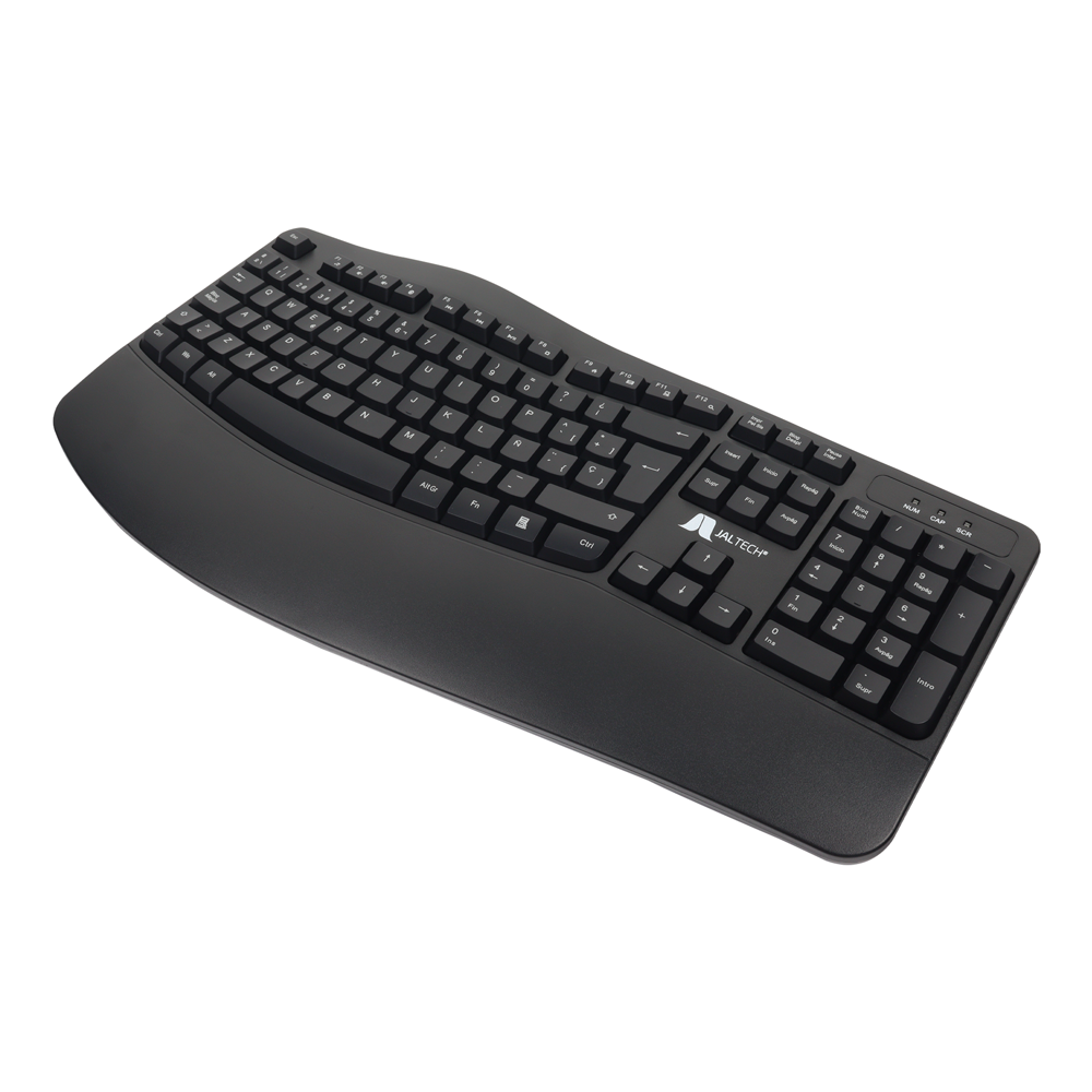 Vista del teclado ergonomico, se evidnecia la silueta y la distribucion de las teclas