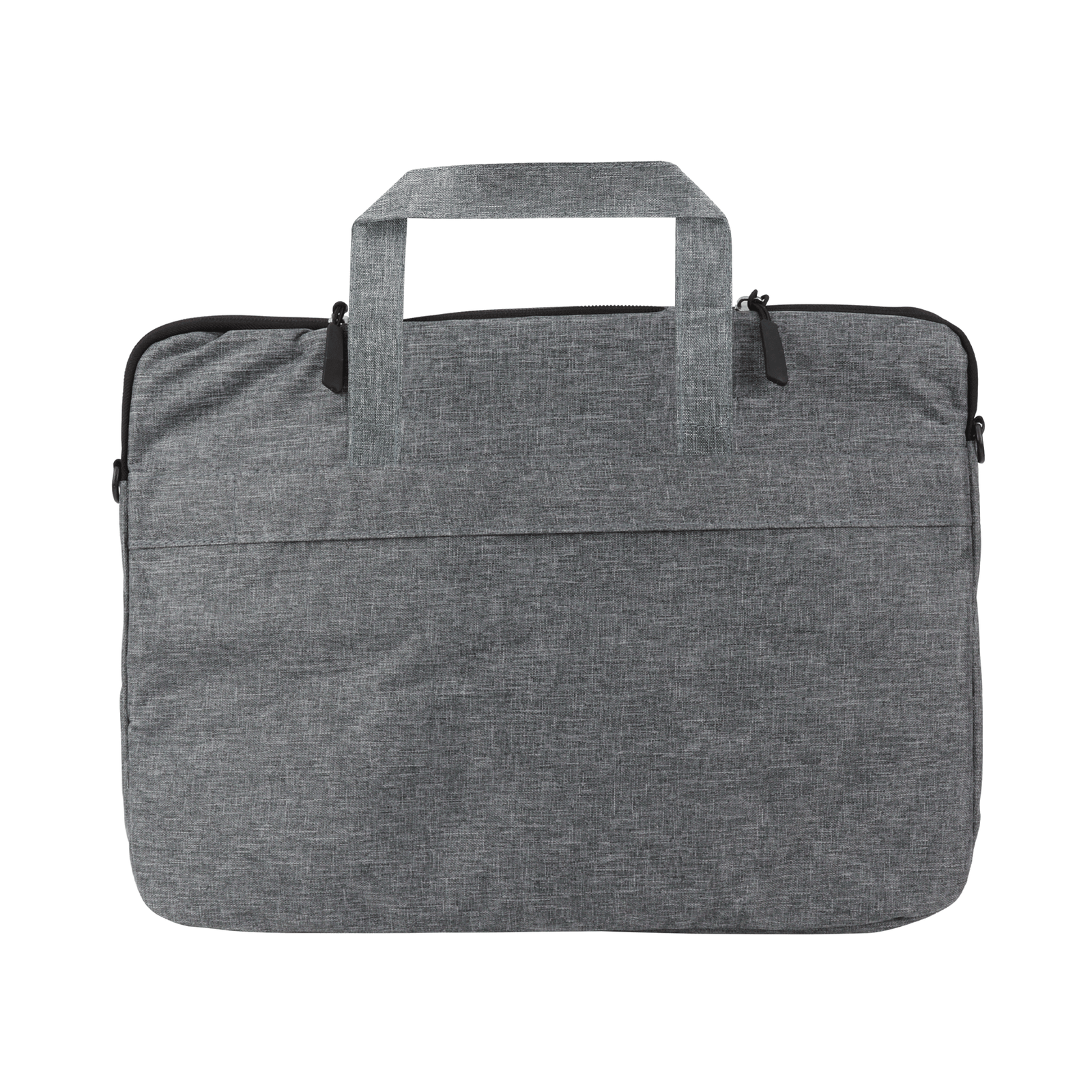Vista desde la parte frontal de la funda para portatil de color gris