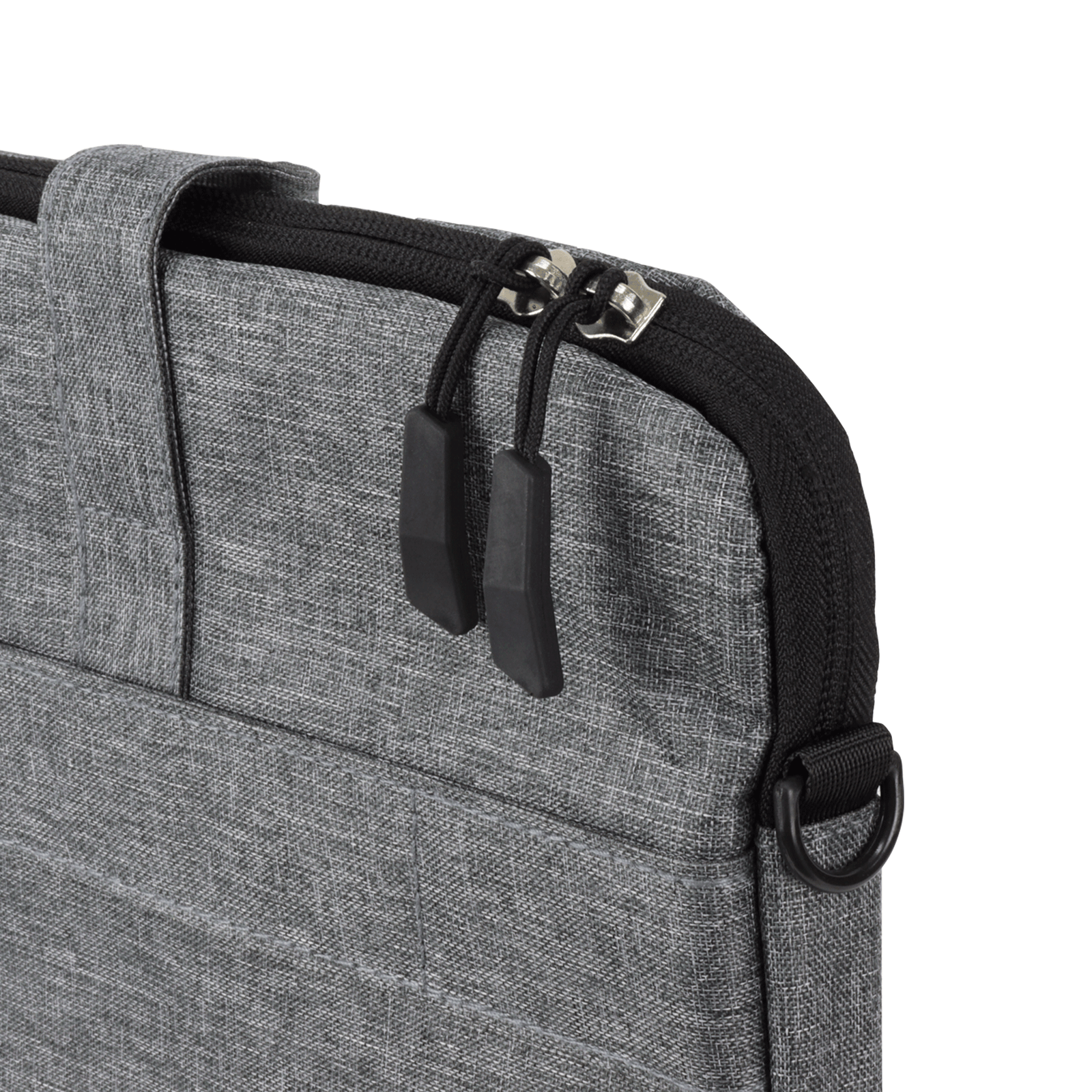 Close up de la vista de la cremallera de la funda de portatil