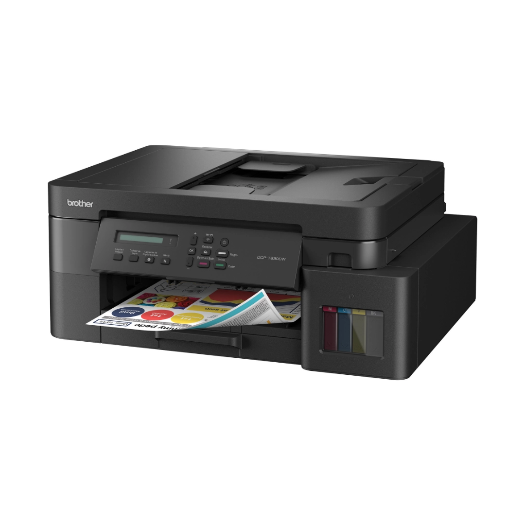 Vista lateral de la impresora se puede apreciar la parte delantera y la frontal