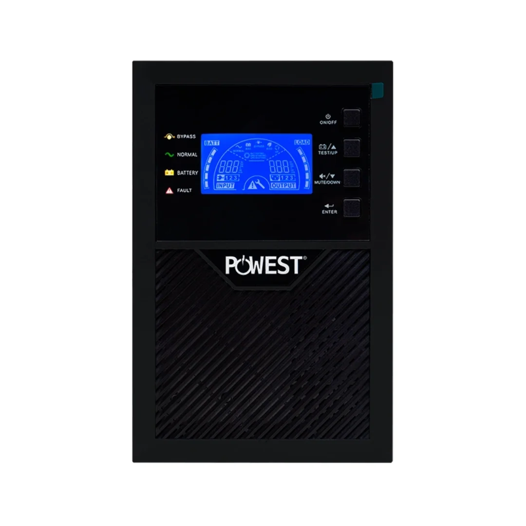 Vista frontal de la upse, se logra ver la pantalla, y botones