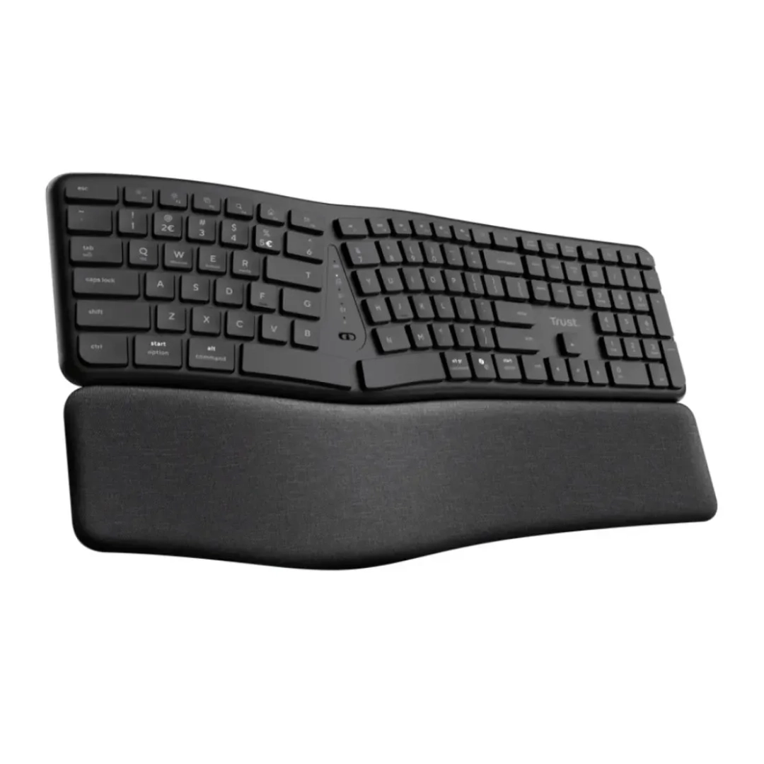 Vista de uno de los laterales del teclado, se puede apreciar toda la silueta