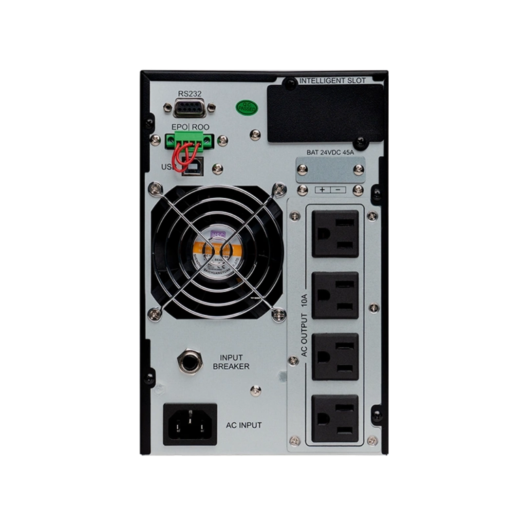 Vista de la parte trasera de la ups, se puede ver todos los puertos y demas