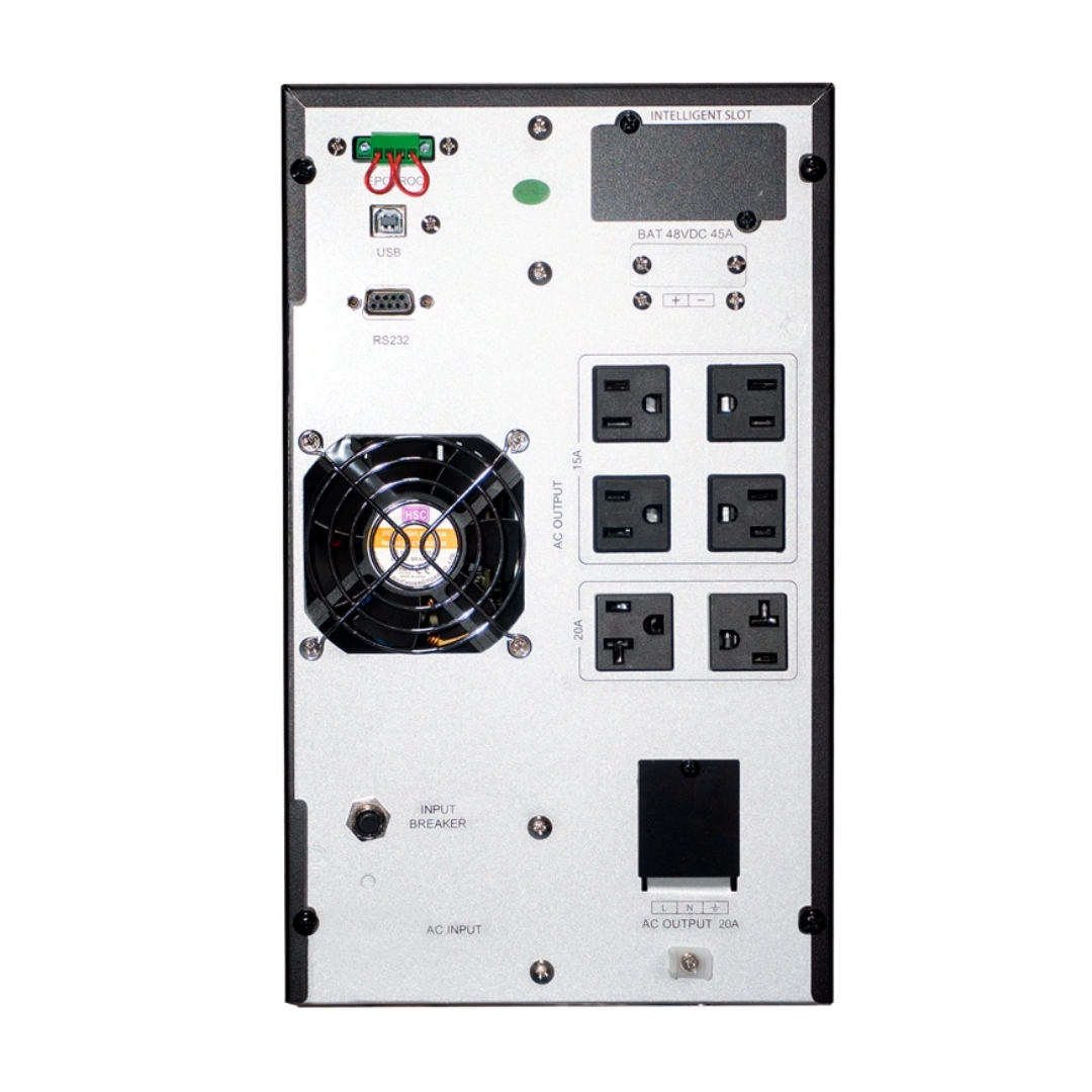 Vista de la parte trasera de la ups, se pueden ver por los puertos