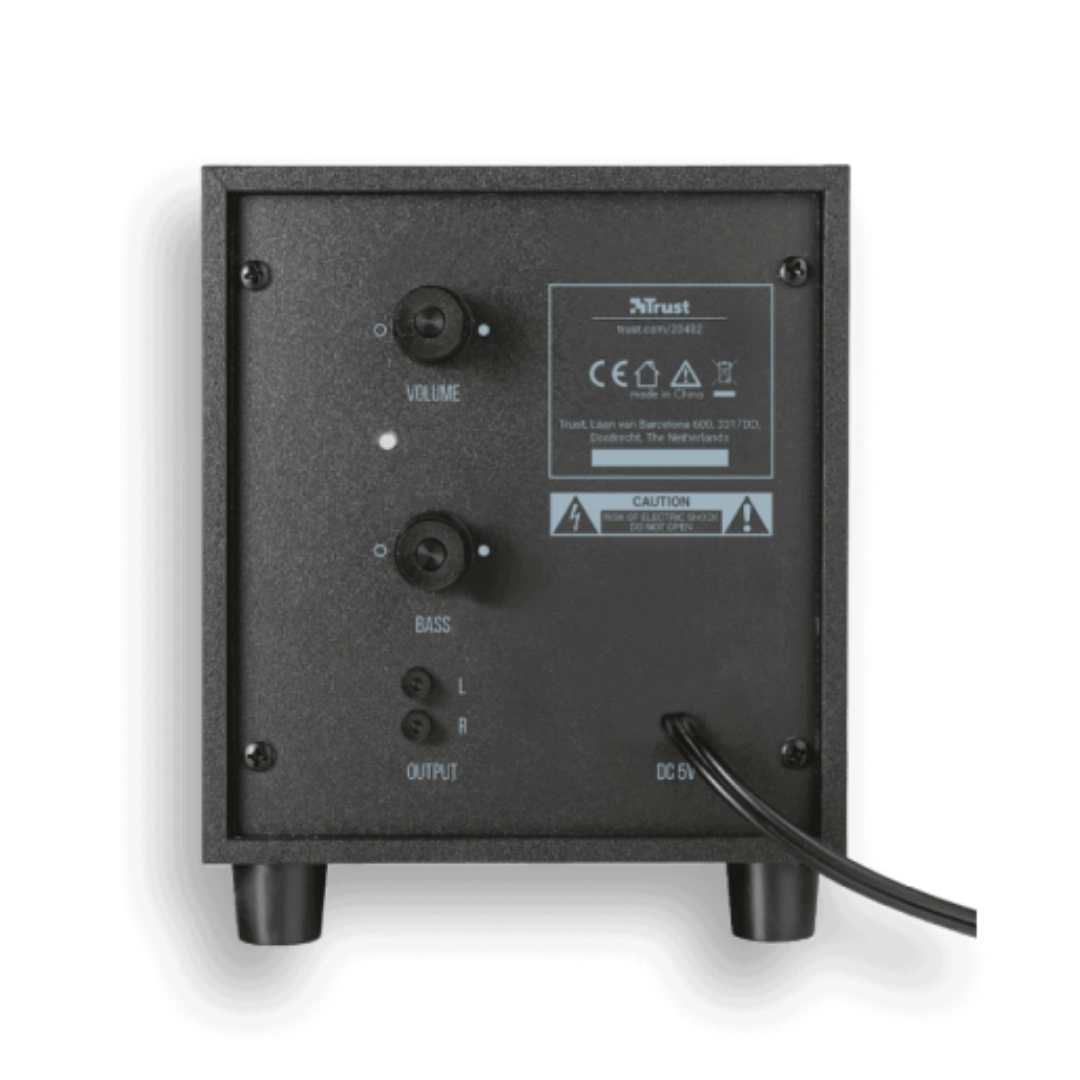 Vista de la parte posterior del parlante principal