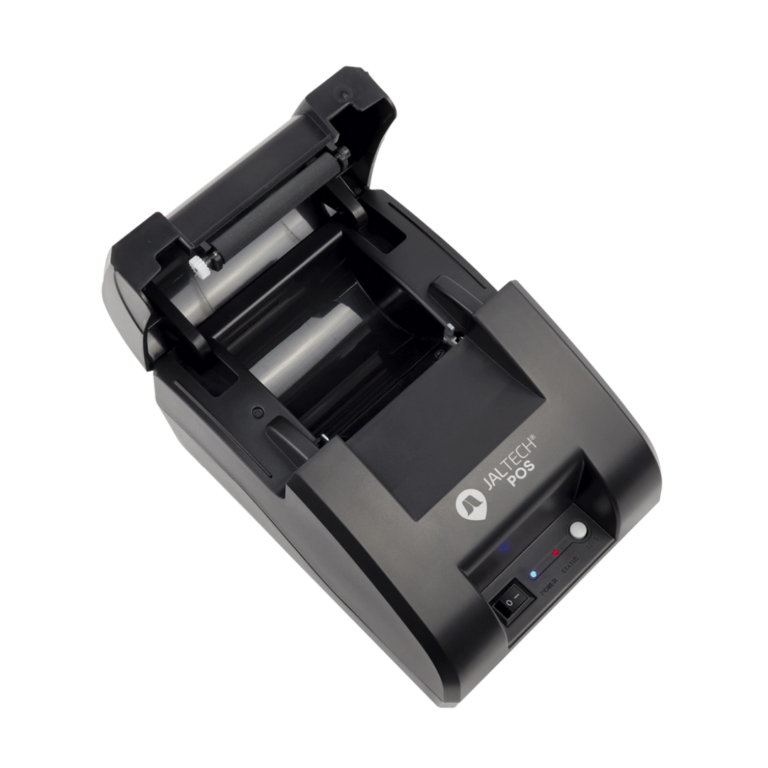 Imagen de la impresora jaltecha abierta, se puede apreciar los compatimentos