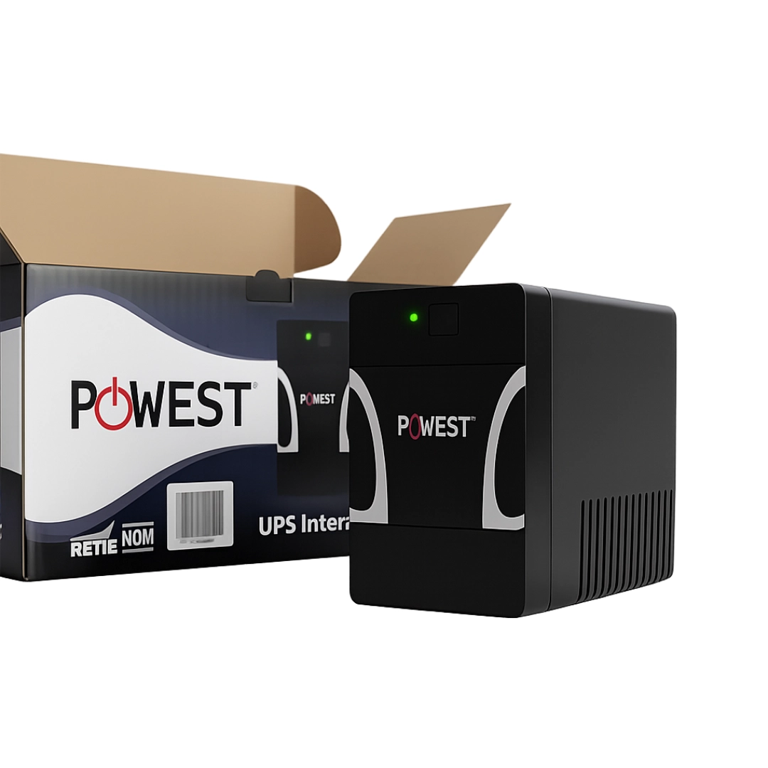 Vista de la ups, se logra ver la parte delantera junto a la caja abierta