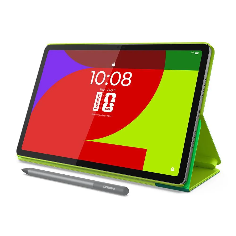 Vista de la parte frontla de la tablet con el diseño de la fifa