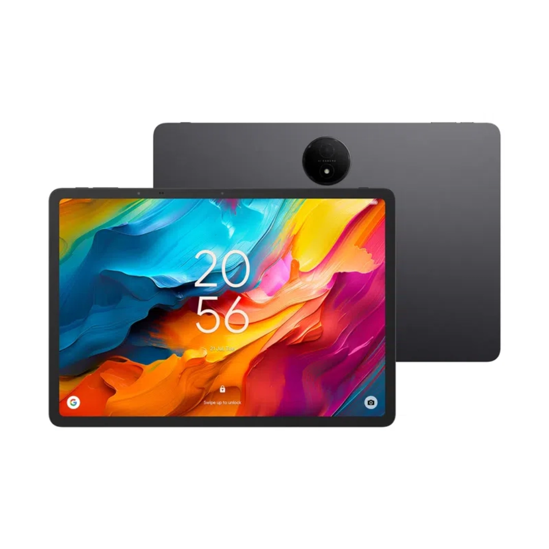 Vista tanto de la parte frontal y trasera de la tablet, se peude ver las siluetas