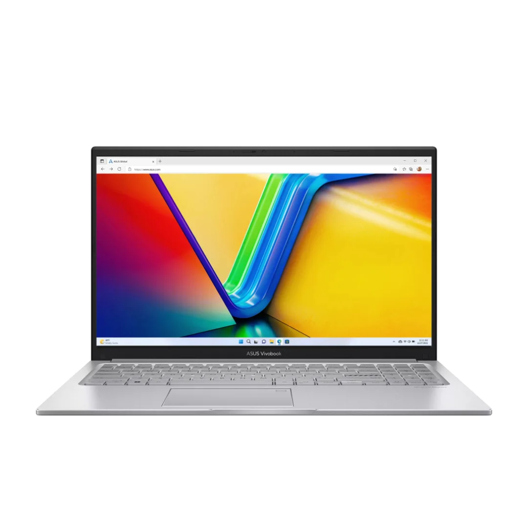 Vista de la parte frontal del equipo portatil, se puede apreciar el teclado y la pantalla