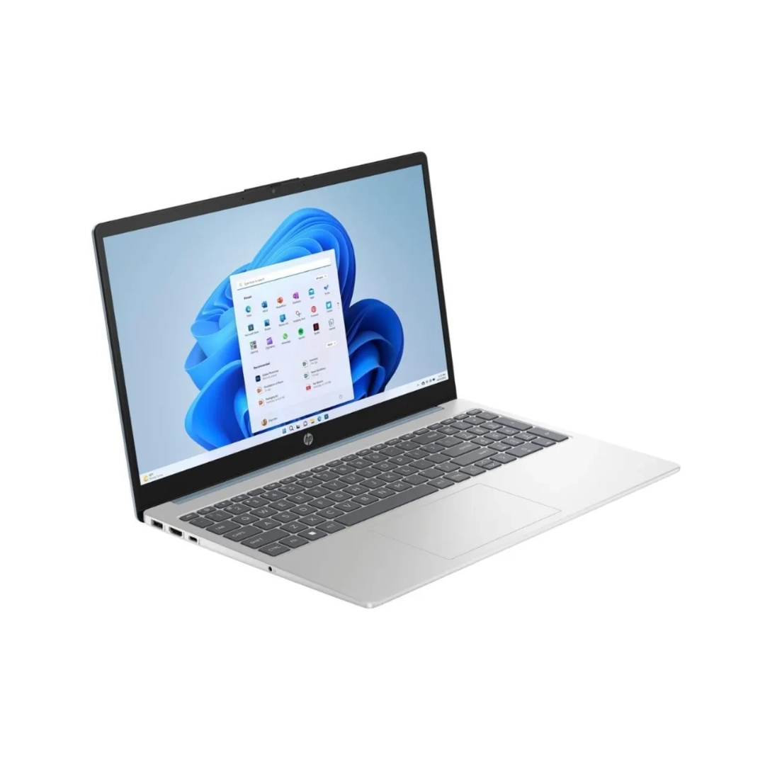 Vista en diagonal del portatil, se puede apreciar la silueta de este, distribucion de teclado y pantalla