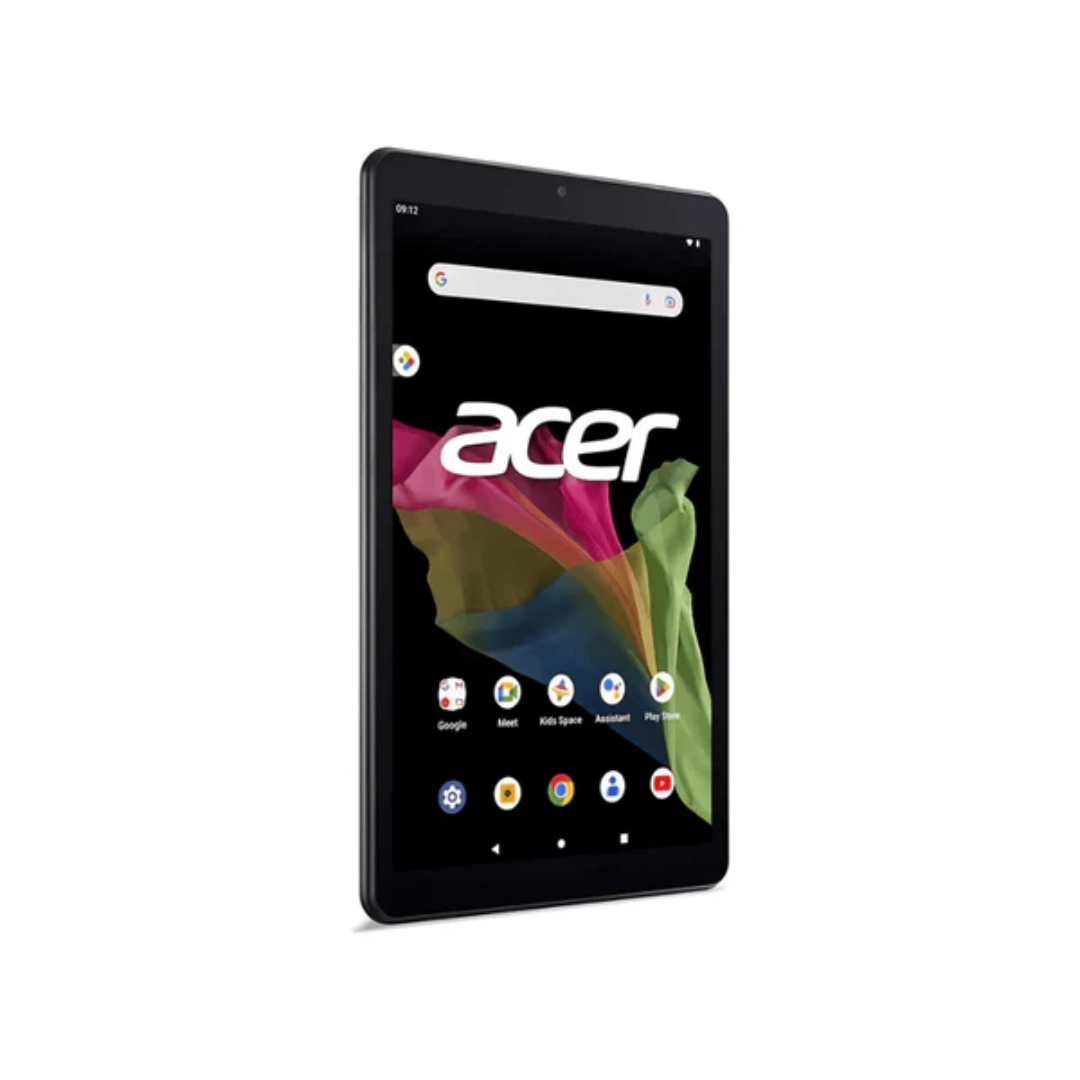 Vista de la tablet, se puede ver de forma vertical, se puede apreciar el diseño de la pantall y de la silueta de la tablet