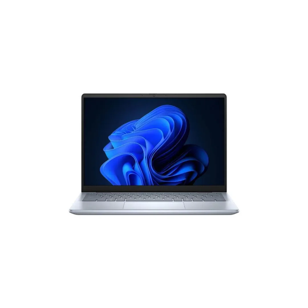 Vista de la parte frontal del portatil, se aprecia tanto la pantalla y el teclado