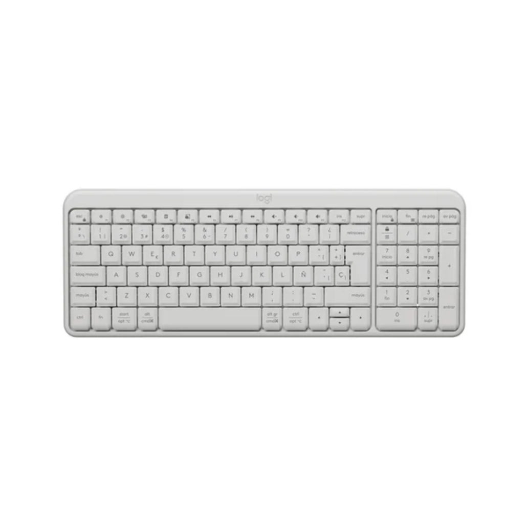 Vista del teclado en color blanco, se aprecia la distribucion de este