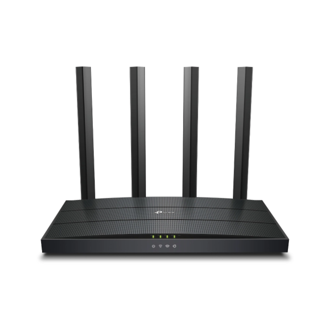 Vista de la parte frontal del Router TP-Link Archer AX12, se aprecia la silueta, sus antenas