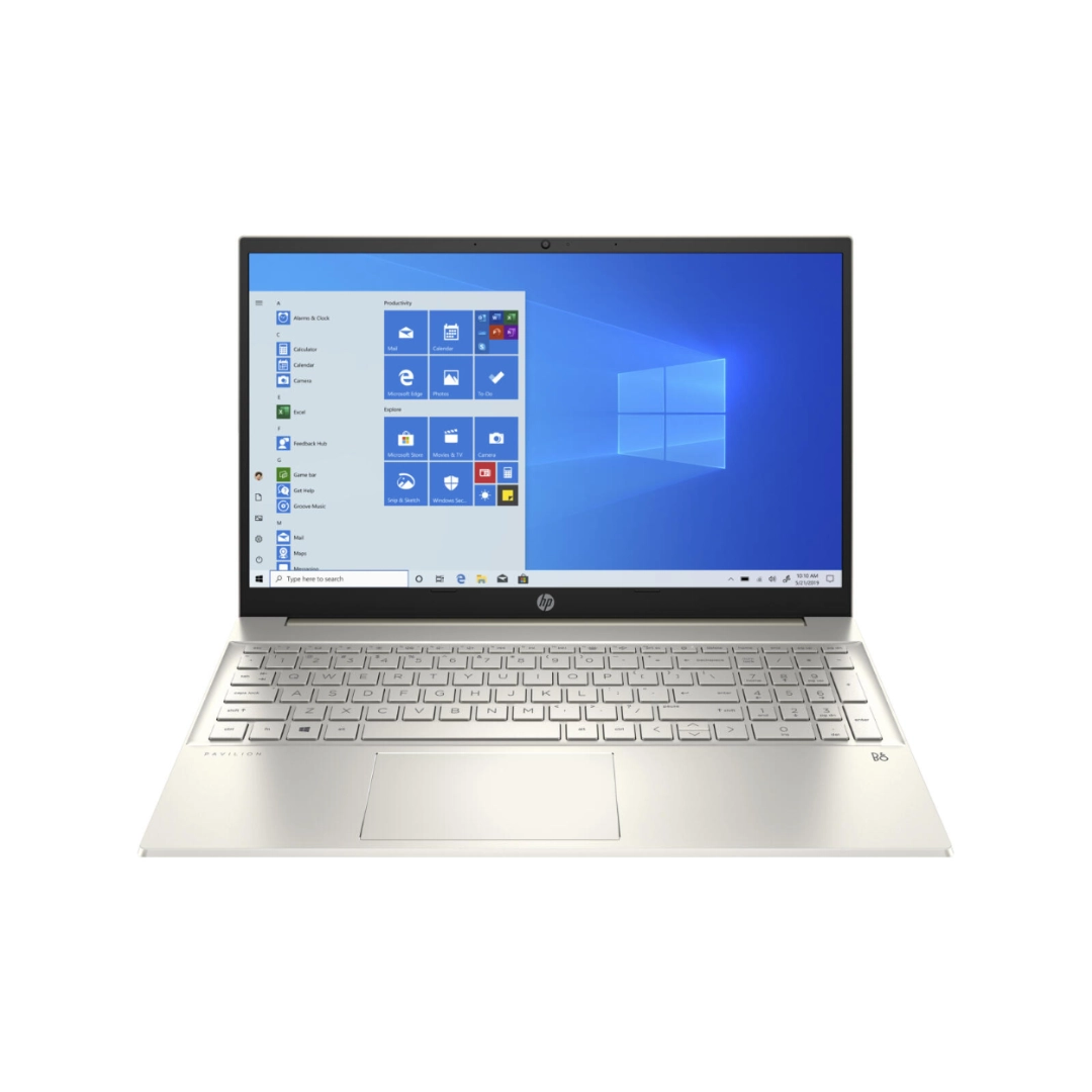 Vista del Portátil HP Pavilion, se aprecia la parte frontal de este, tanto su teclado como pantalla