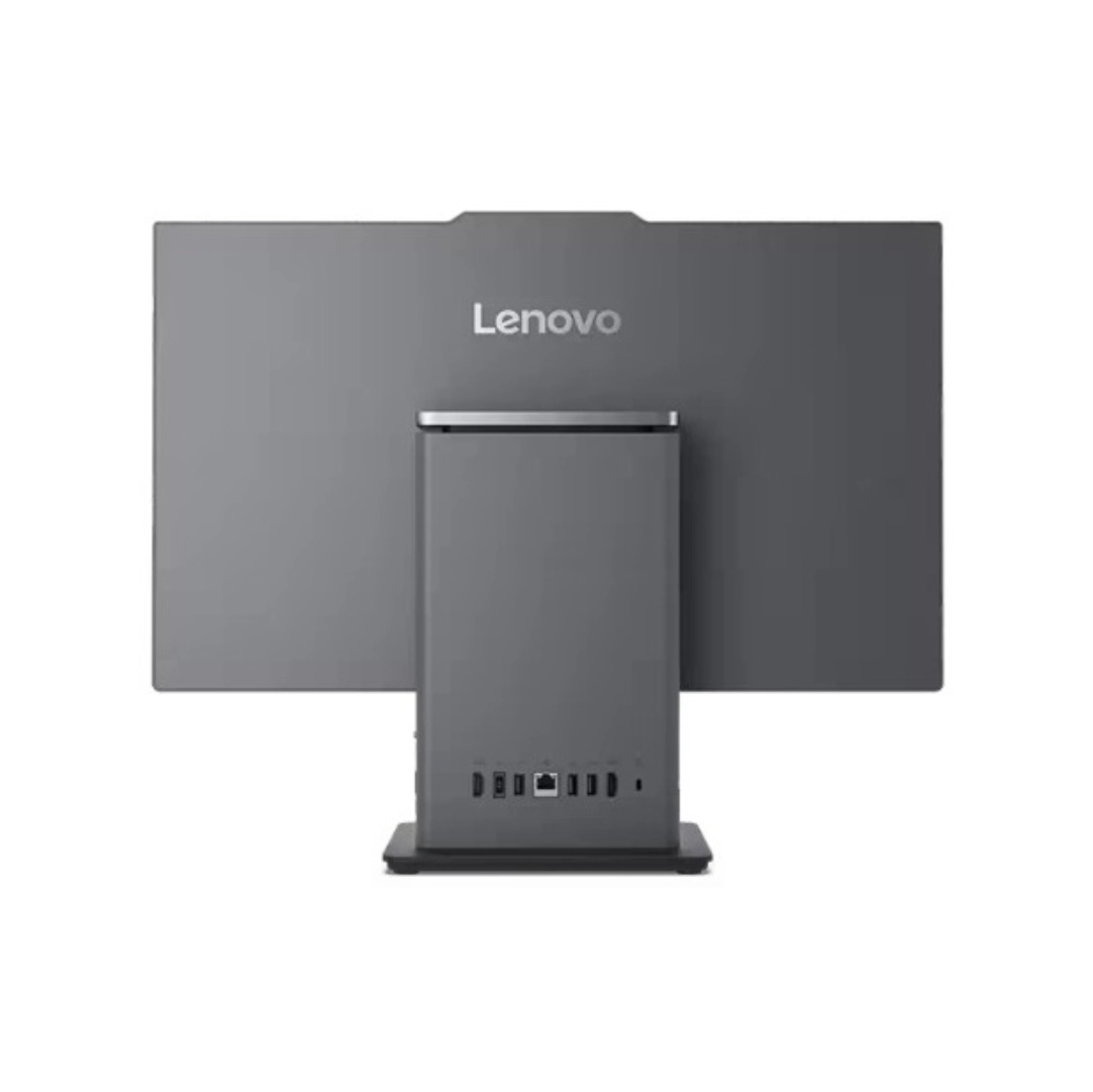 Vista de la parte trasera del Todo en Uno Lenovo ThinkCentre Neo 50a Gen 5, se parecia los puertos y diseño trasero