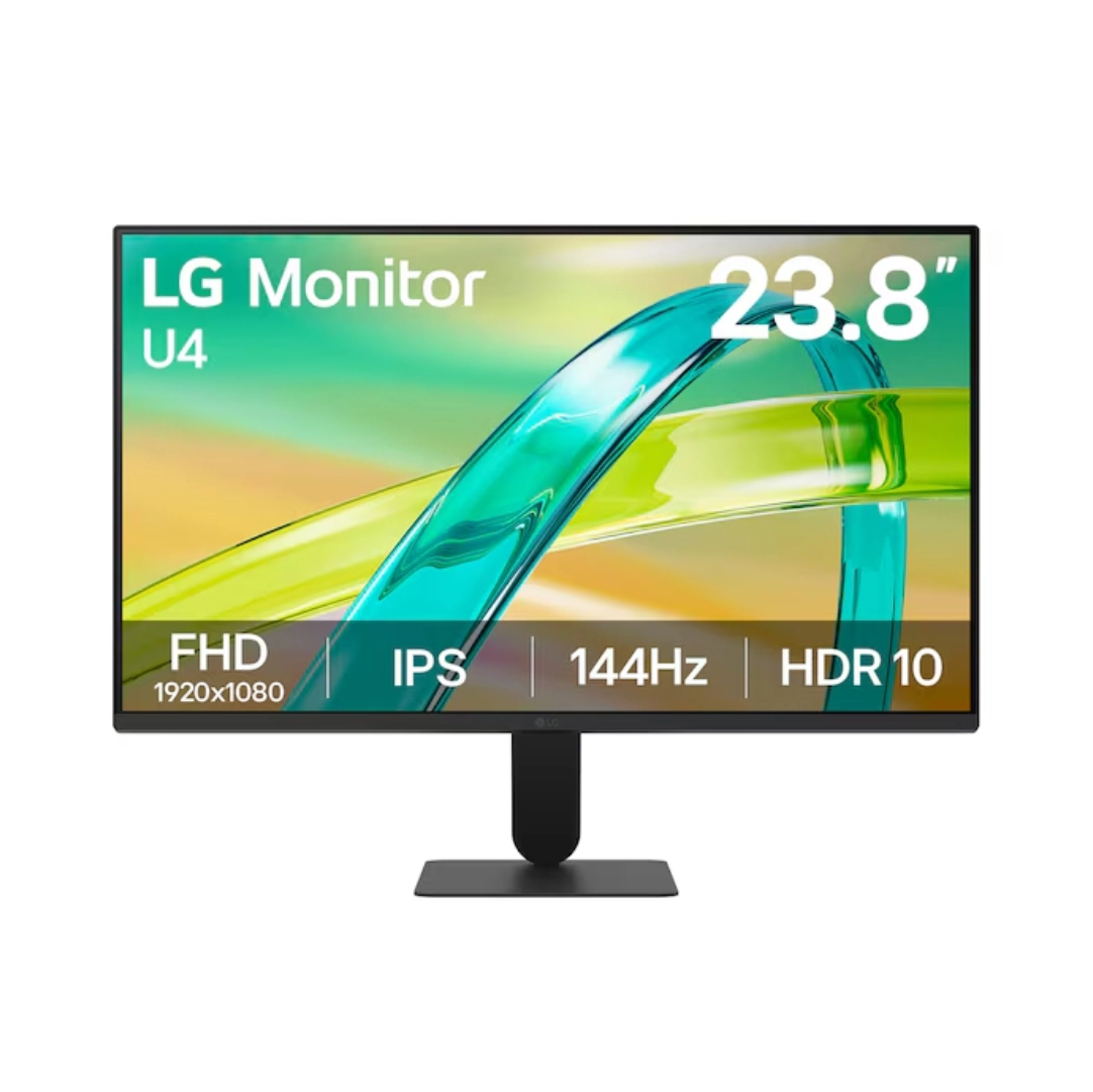 Vista del Monitor LG 24U411B-B desde la parte frontal, se apreccia tecnologia y demas