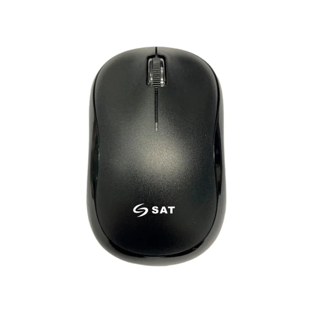 Vista superior del mouse, se puede apreciar la marca impresa en este