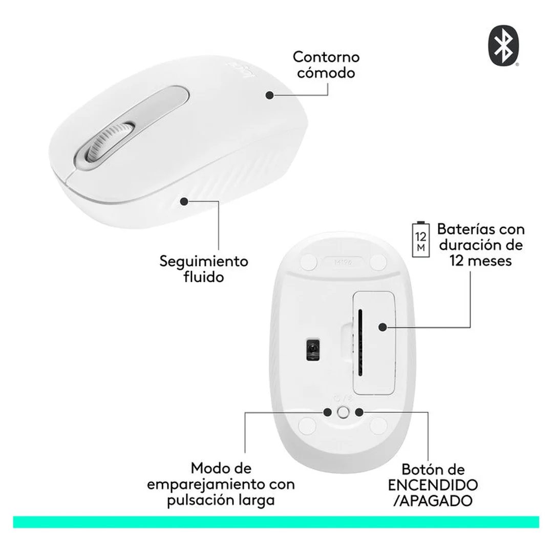 Mouse Logitech M196 Bluetooth Blanco