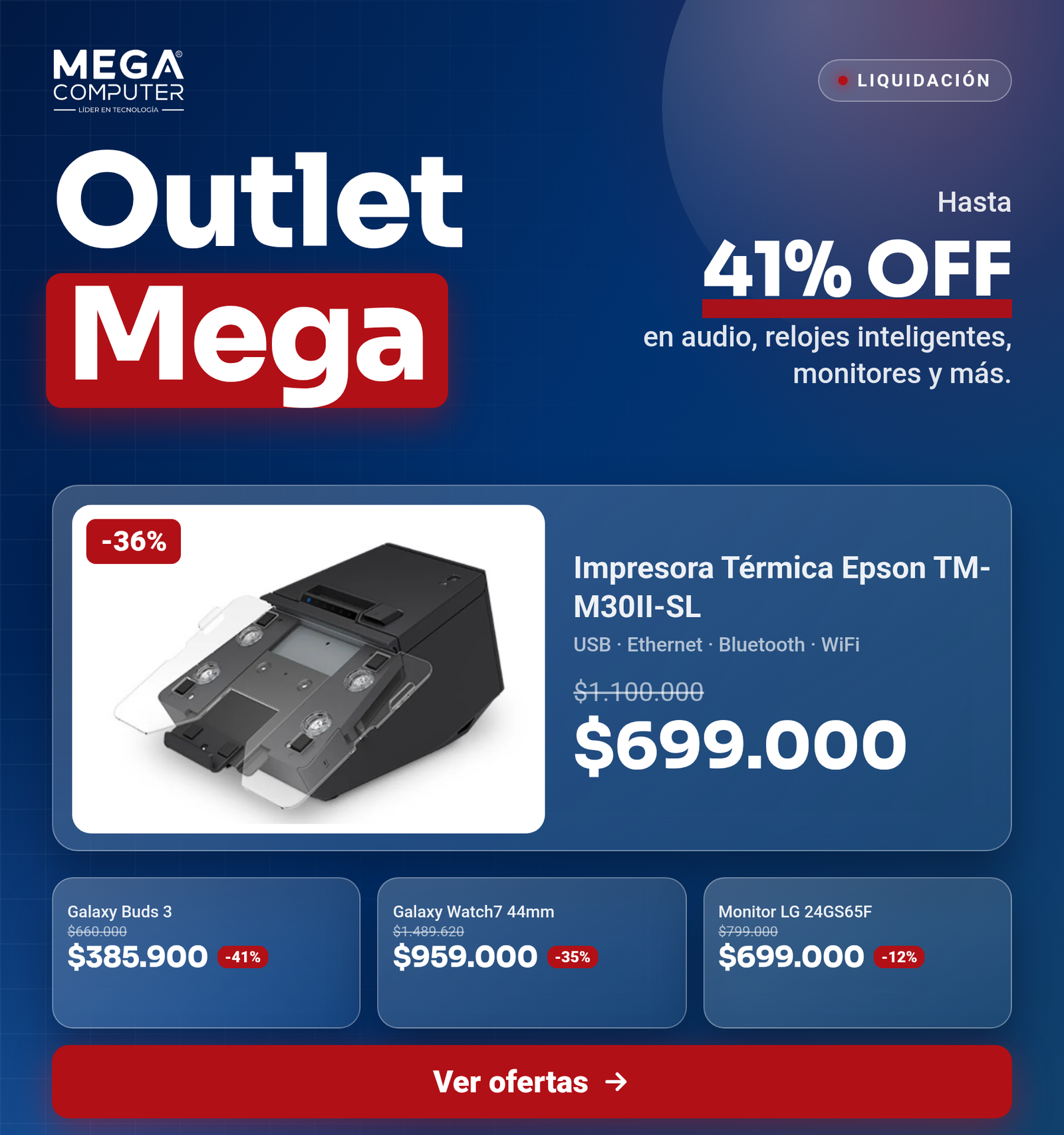 Outlet Mega: liquidación con hasta 41% OFF en tecnología